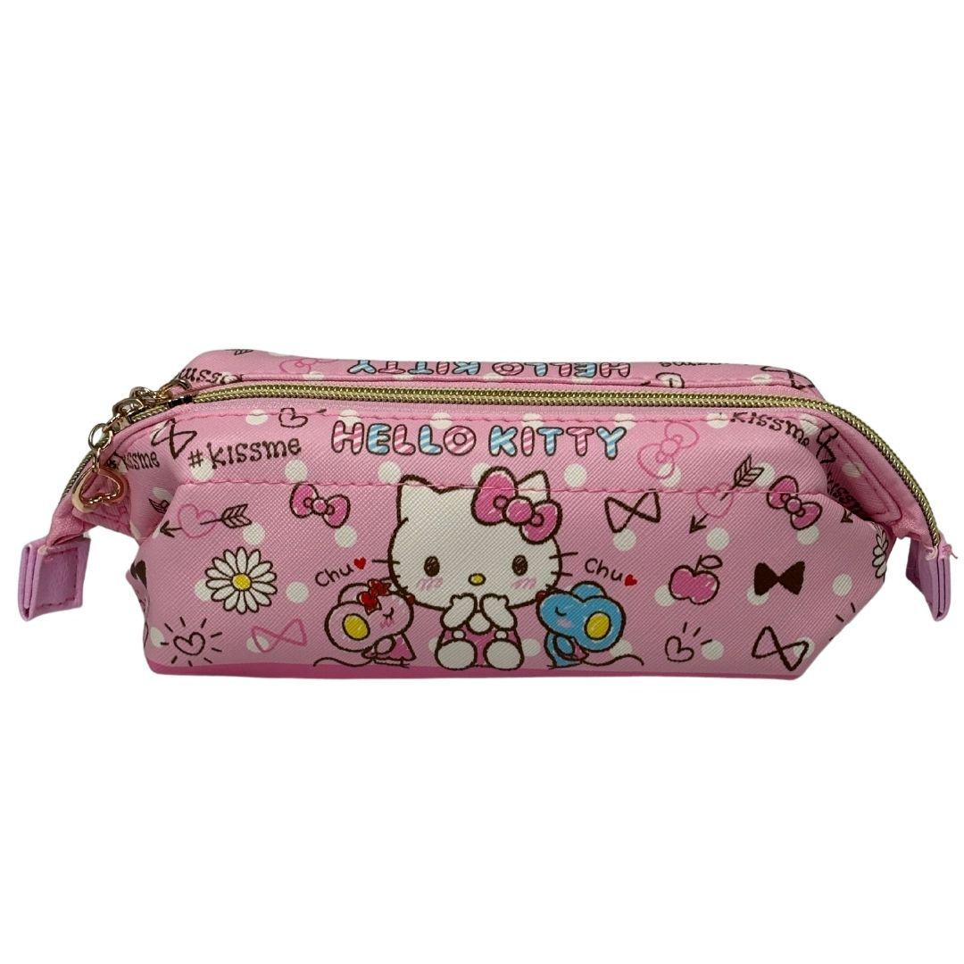 Piórnik Szkolny Różowy Hello Kitty Myszki Kiss Wstążki Stokrotka