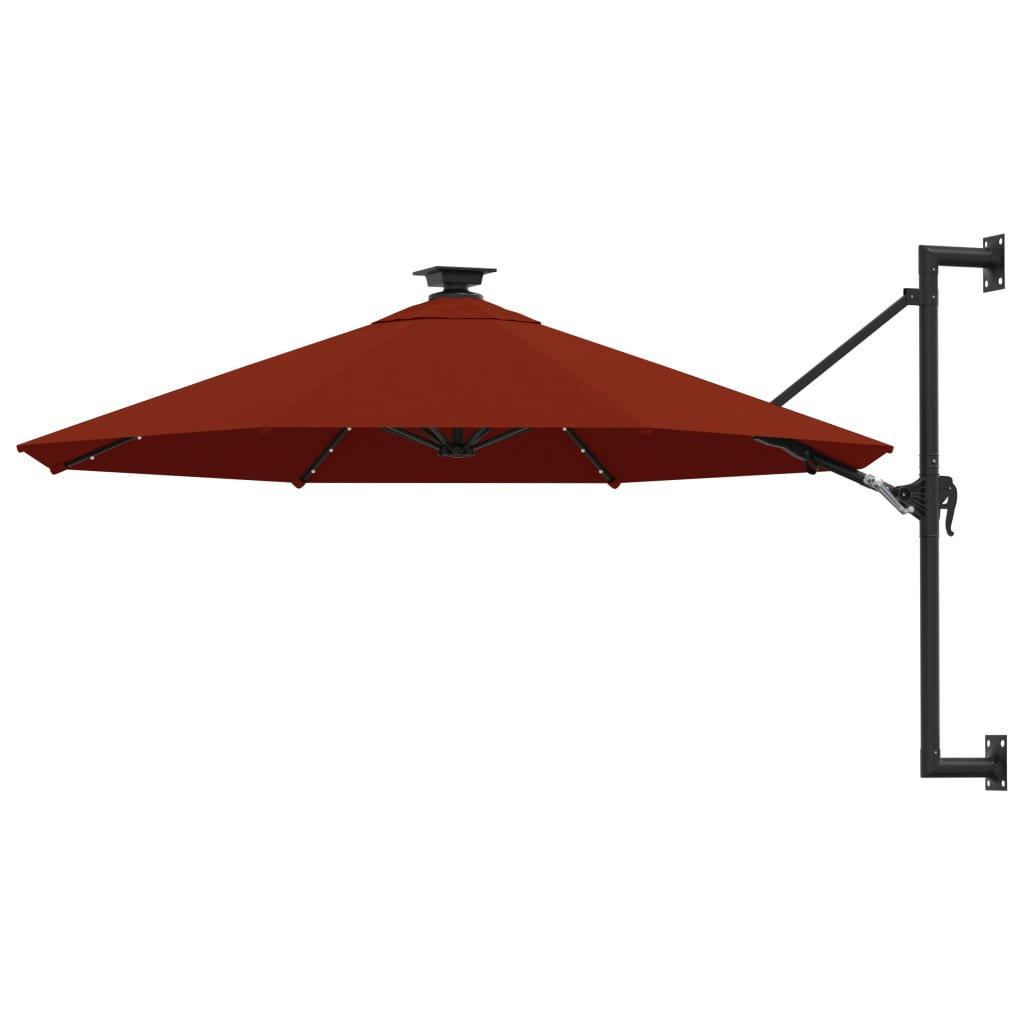 Parasol ogrodowy z LED, ścienny, 300 cm, terakota