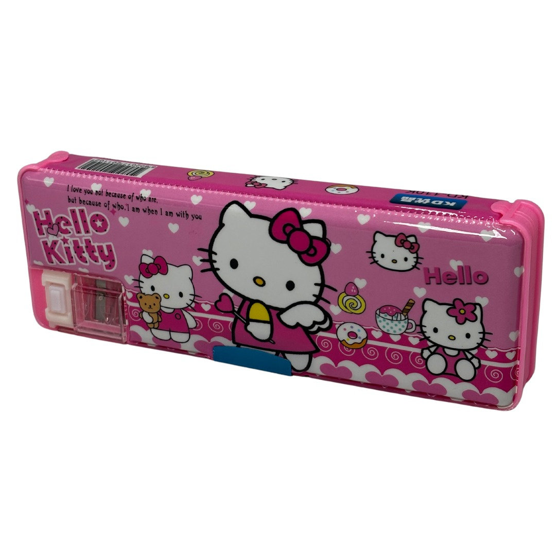 Piórnik Szkolny Twardy Różowy Hello Kitty Na Magnes z Temperówką