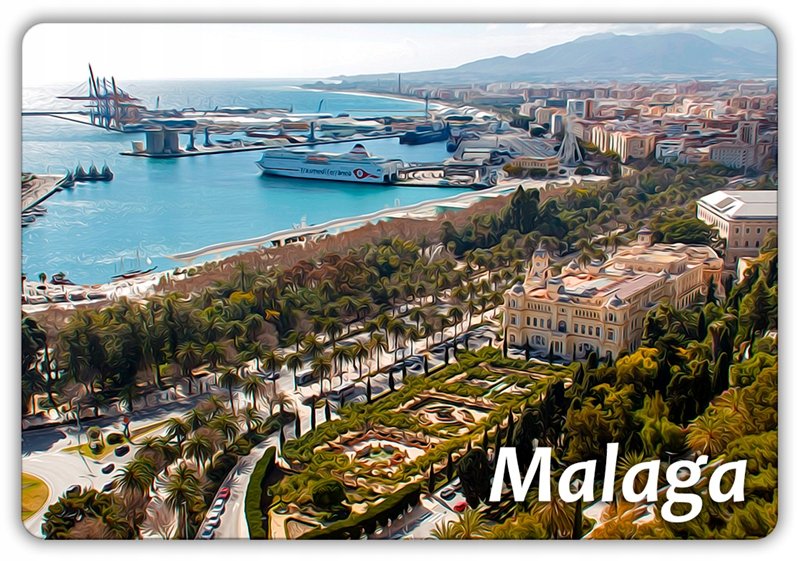 MALAGA - Hiszpania - Panorama - Miasto - Magnes na lodówkę