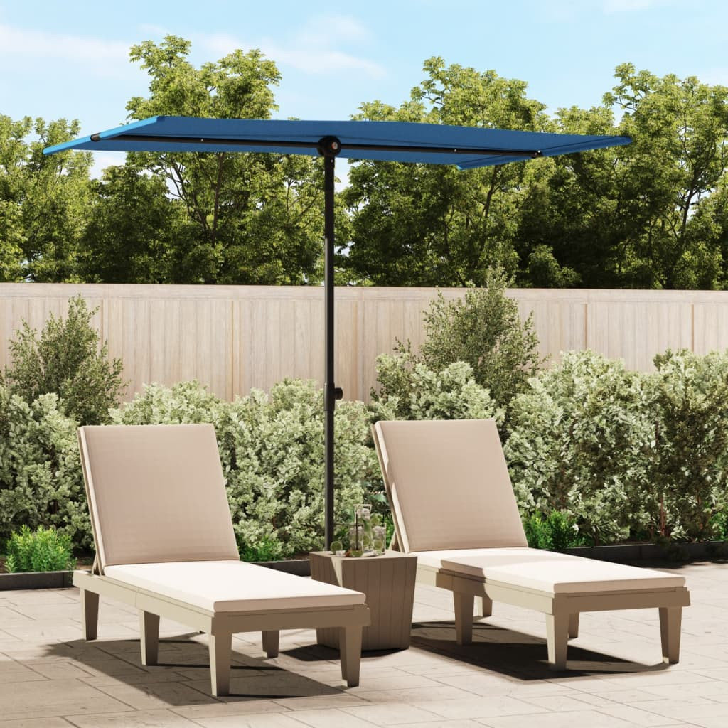 Parasol ogrodowy na aluminiowym słupku, 2x1,5 m, niebieski