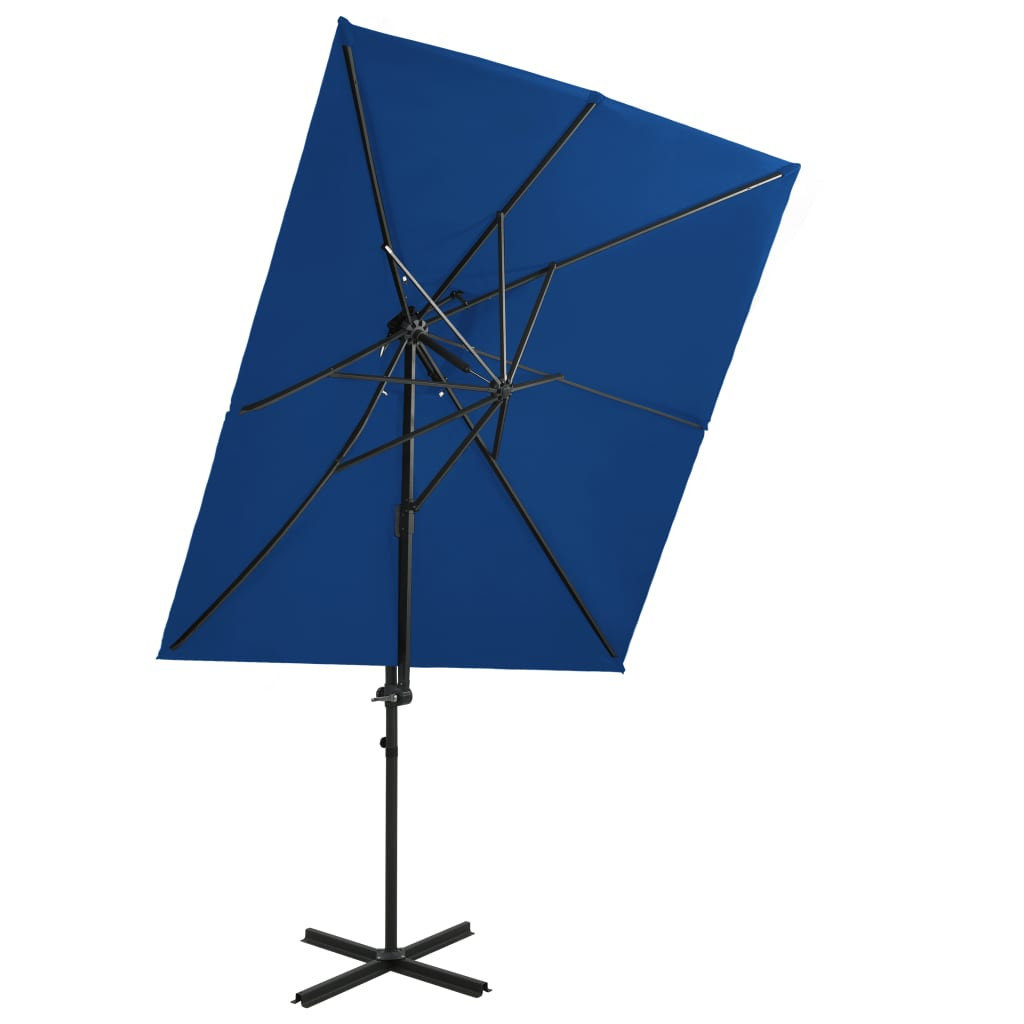 Parasol wiszący z podwójną czaszą, 250x250 cm, niebieski