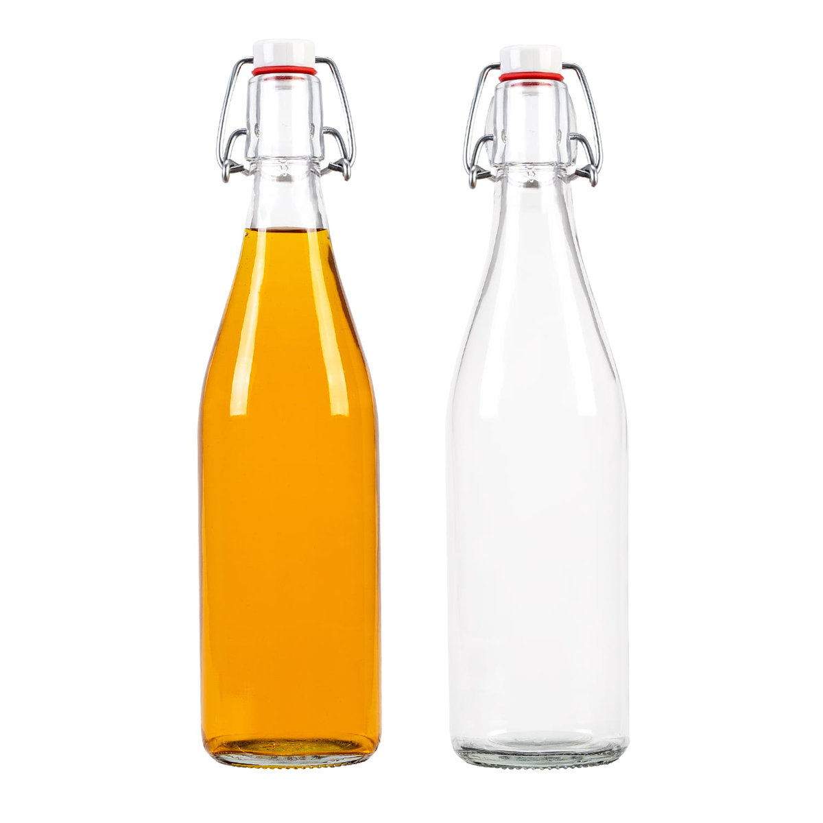 ZESTAW 5 szt Szklane butelki OKRĄGŁA 500 ml 0,5 L na nalewki wino z KLIPSEM