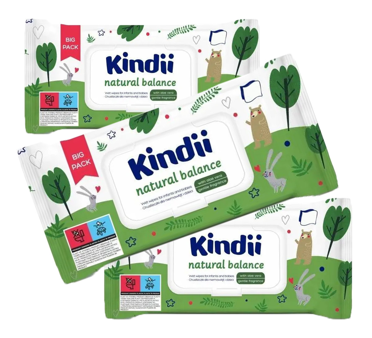 Chusteczki dla niemowląt i dzieci Kindii Natural Balance 3 PACK