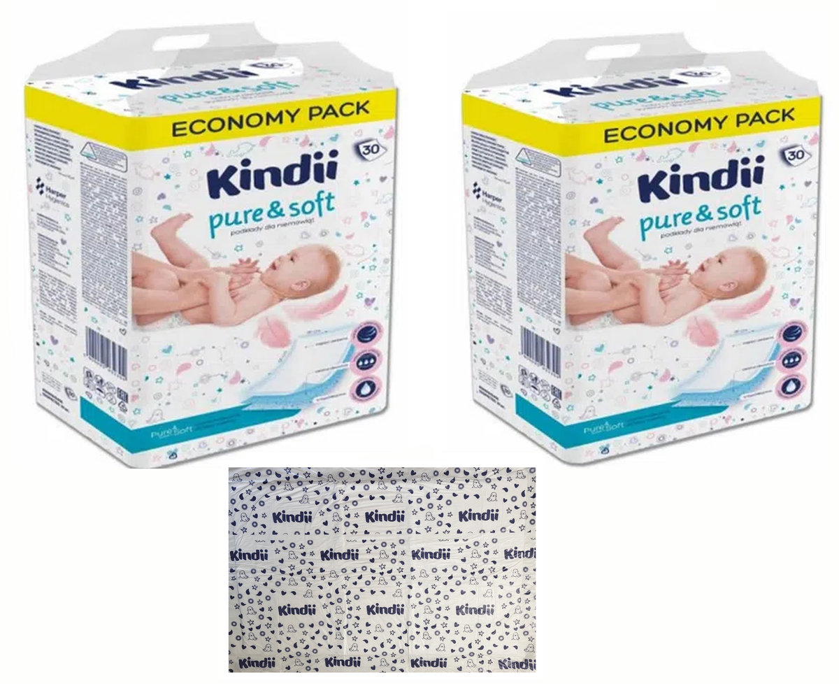 Podkłady jednorazowe dla niemowląt Kindii Pure&Soft 60 sztuk 60cm x 40 cm