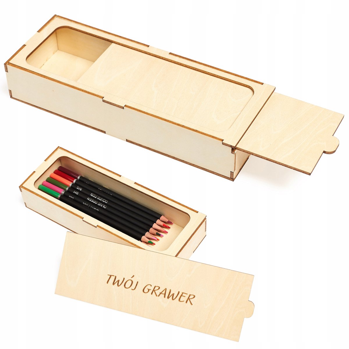 Piórnik Drewniany Pudełko Grawer Logo Prezent