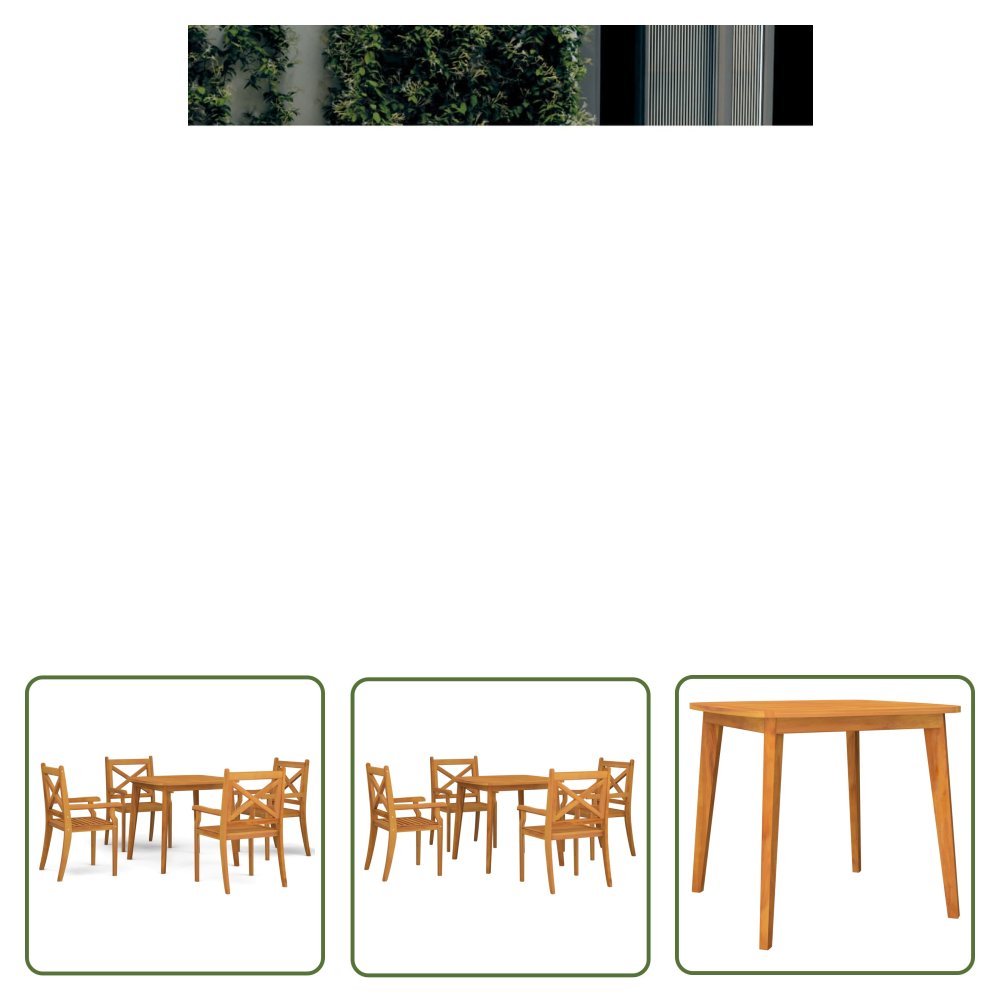 The Living Store 5-cz. zestaw mebli ogrodowych - lite drewno akacjowe - Zestaw Jadalniany