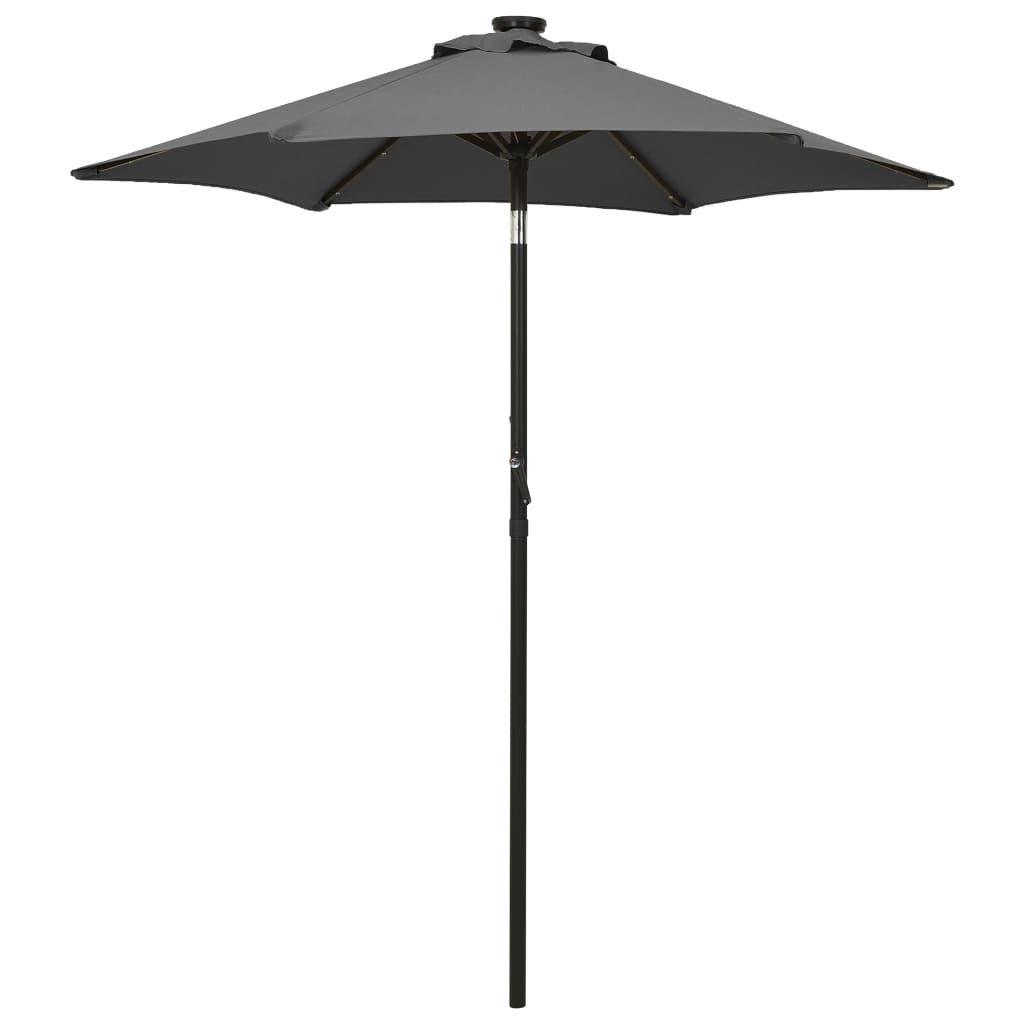 Parasol ogrodowy z LED, antracytowy, 200x211 cm, aluminium