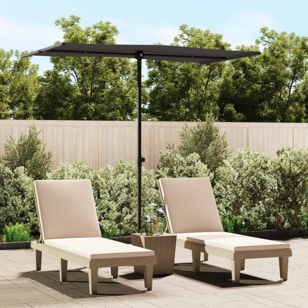Parasol ogrodowy na aluminiowym słupku, 180x110 cm, czarny