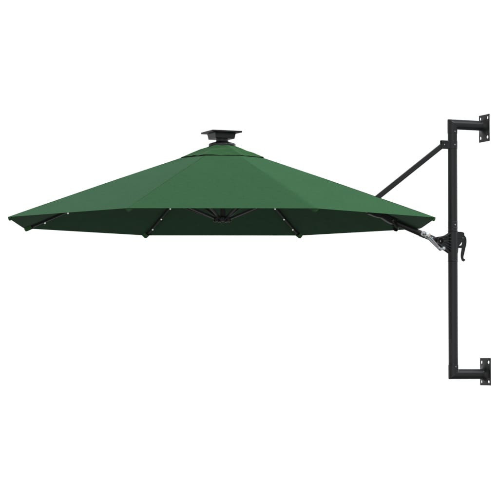 Parasol ogrodowy z LED, ścienny, 300 cm, zielony