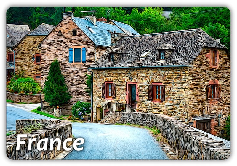 FRANCJA - Wioska - Budynki - Prowansja - Magnes na lodówkę
