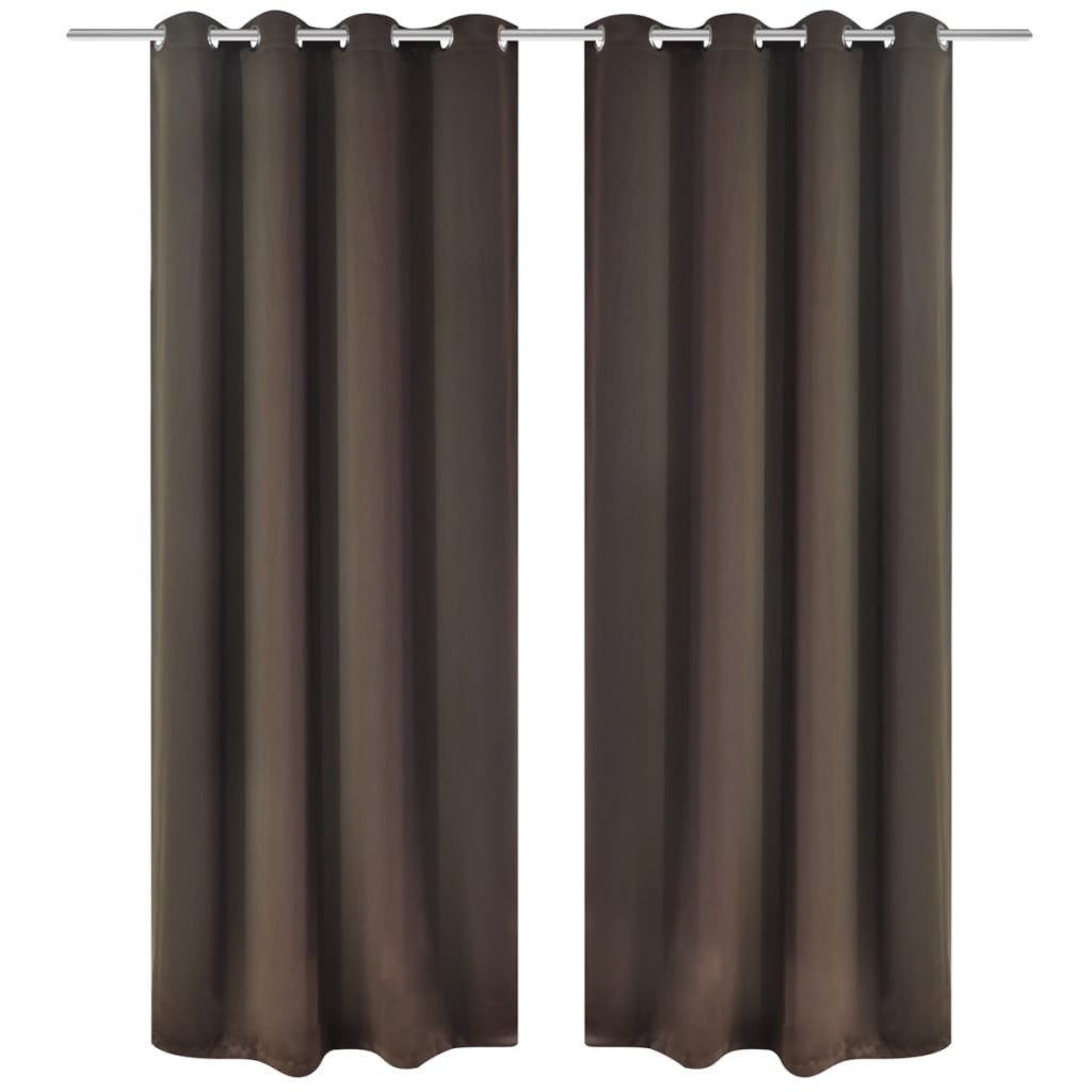 Zasłony zaciemniające z kółkami, 2 szt., 135x175 cm, brązowe