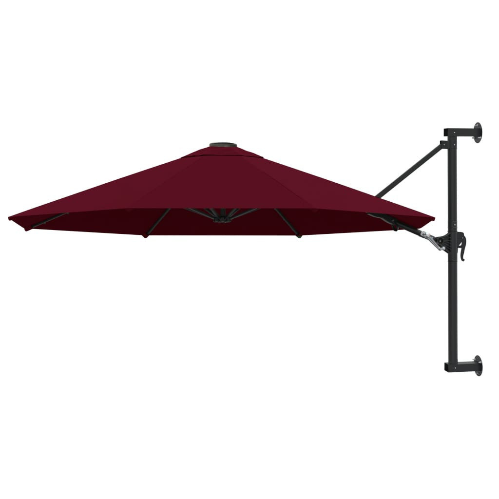 Parasol ścienny na metalowym słupku, 300 cm, burgund