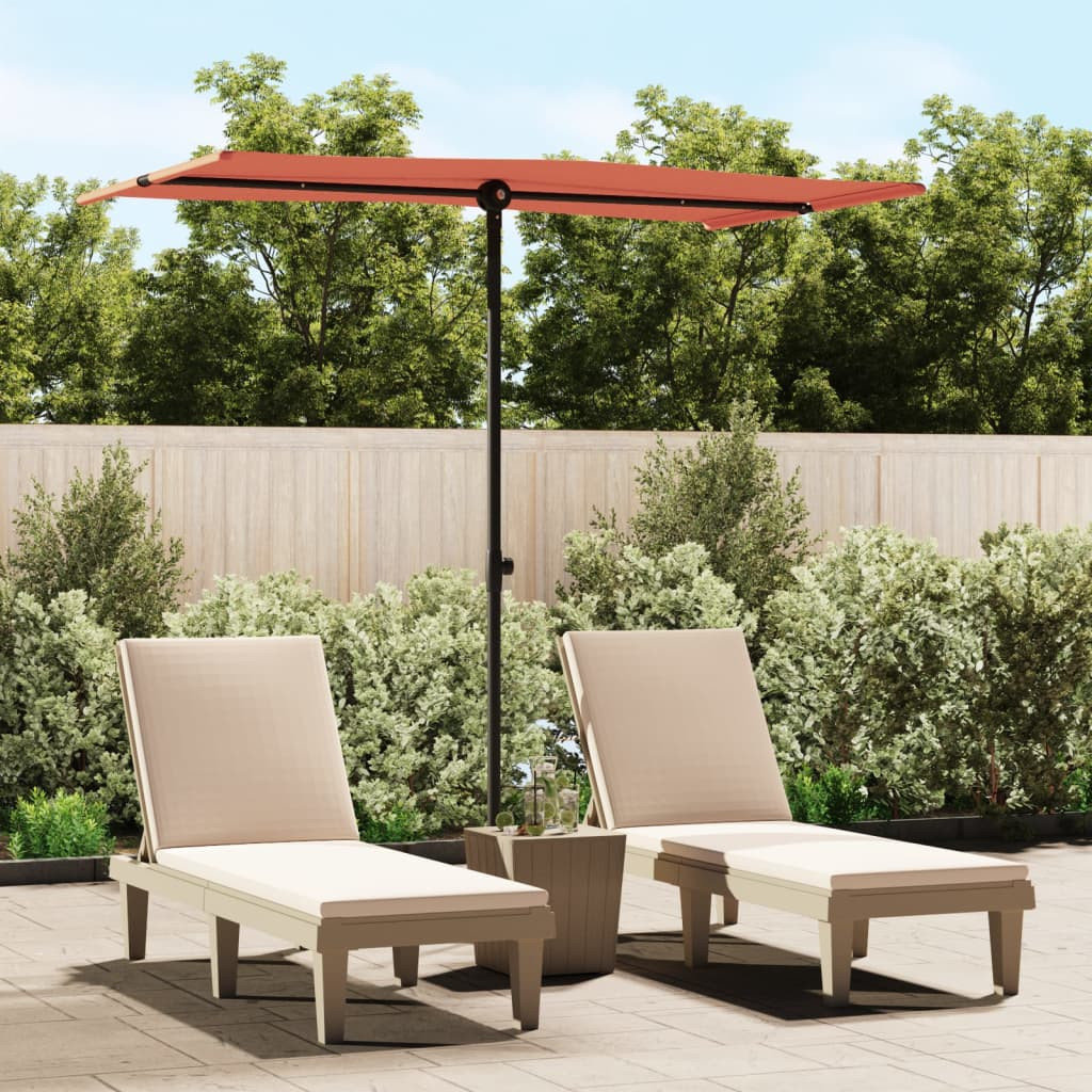 Parasol ogrodowy na aluminiowym słupku, 180x110 cm, terakota