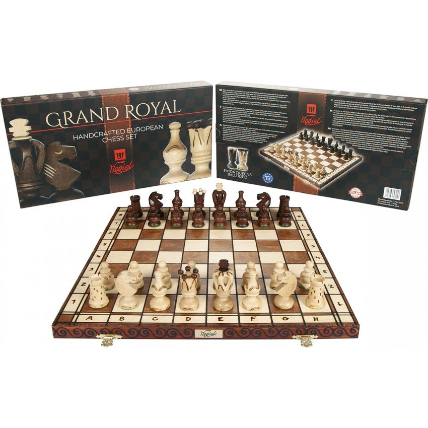 Szachy drewniane GRAND ROYAL 48 x 48 cm + 2 x Hetman - Polski Producent