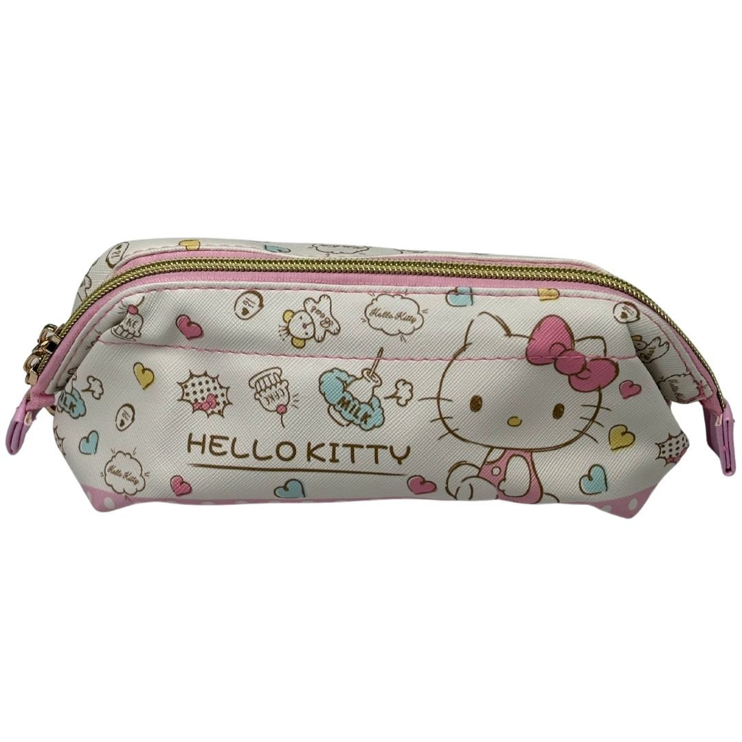 Piórnik Szkolny Biało Różowy Hello Kitty Serduszka Ciasteczka Milk