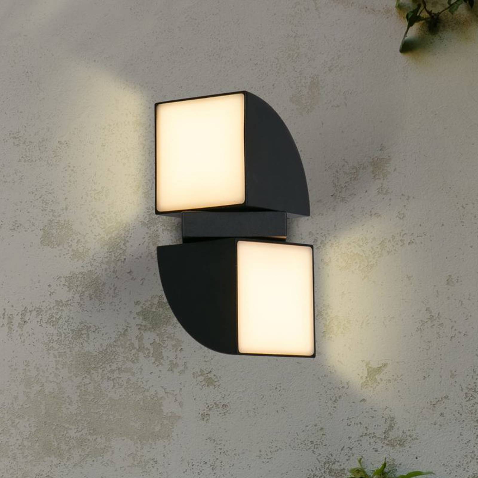 Searchlight Kinkiet zewnętrzny LED Dakota, czarny, wysokość 21 cm, wersja 2-punktowa