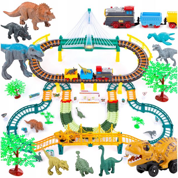 Mega Tor Wyścigowy Kolejka Elektryczna Park Dinozaurów 178 Elementów