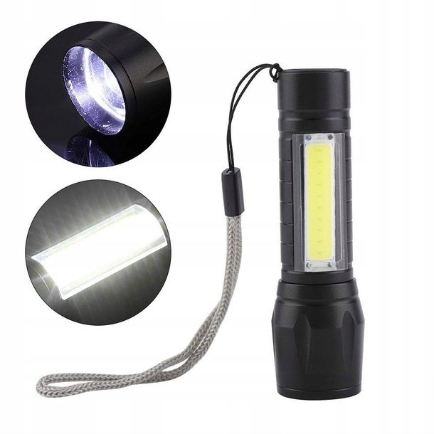 Latarka Kieszonkowa LED COB XPE USB Aluminiowa