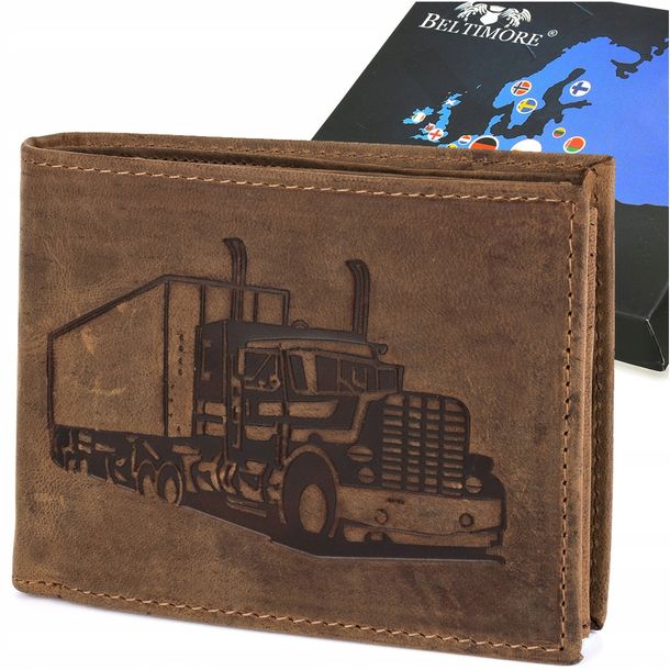 Portfel Męski Skórzany Rfid Vintage Brązowy Duży Poziomy Skóra Pojemny