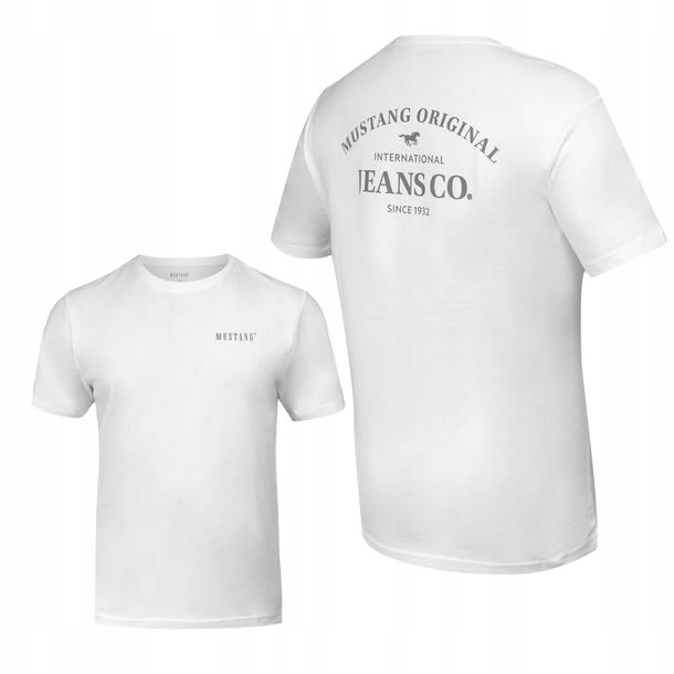 MUSTANG T-shirt KOSZULKA męska BAWEŁNA sportowa L biała
