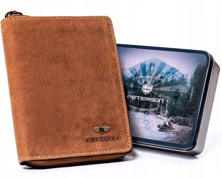 Elegancki, Skórzany Portfel Męski Na Suwak Lumarko