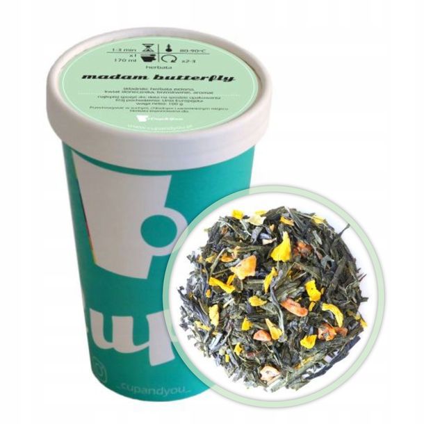 Najlepsza liściasta herbata zielona MADAM BUTTERFLY EKO brzoskwinie 100g