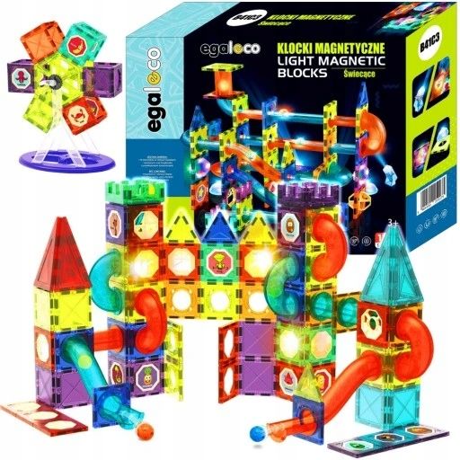 Klocki Magnetyczne Tor Kulkowy 110 Elementów Xxl