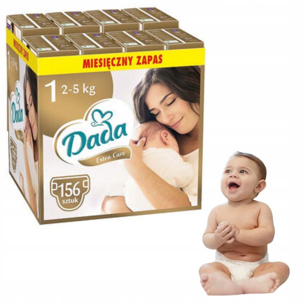 Pieluszki DADA EXTRA CARE 1 New Born 156 szt., superchłonny wkład