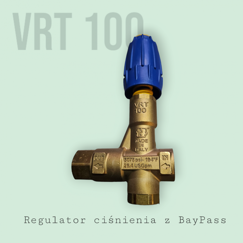 Regulator Ciśnienia VRT100 G1/2F 190bar 100l/min Bay-Pass Yellow