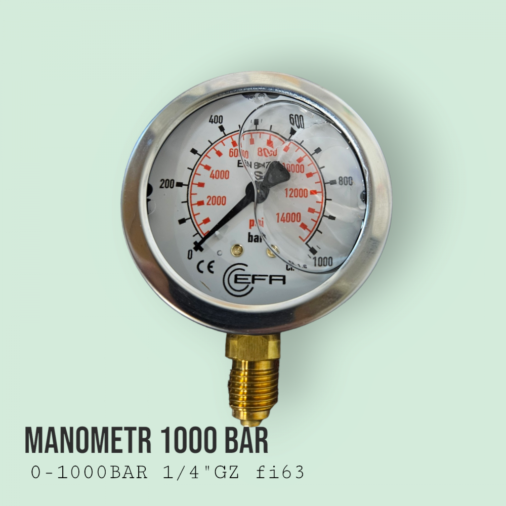 Manometr 0-1000 bar podłączenie boczne(dolne)1/4