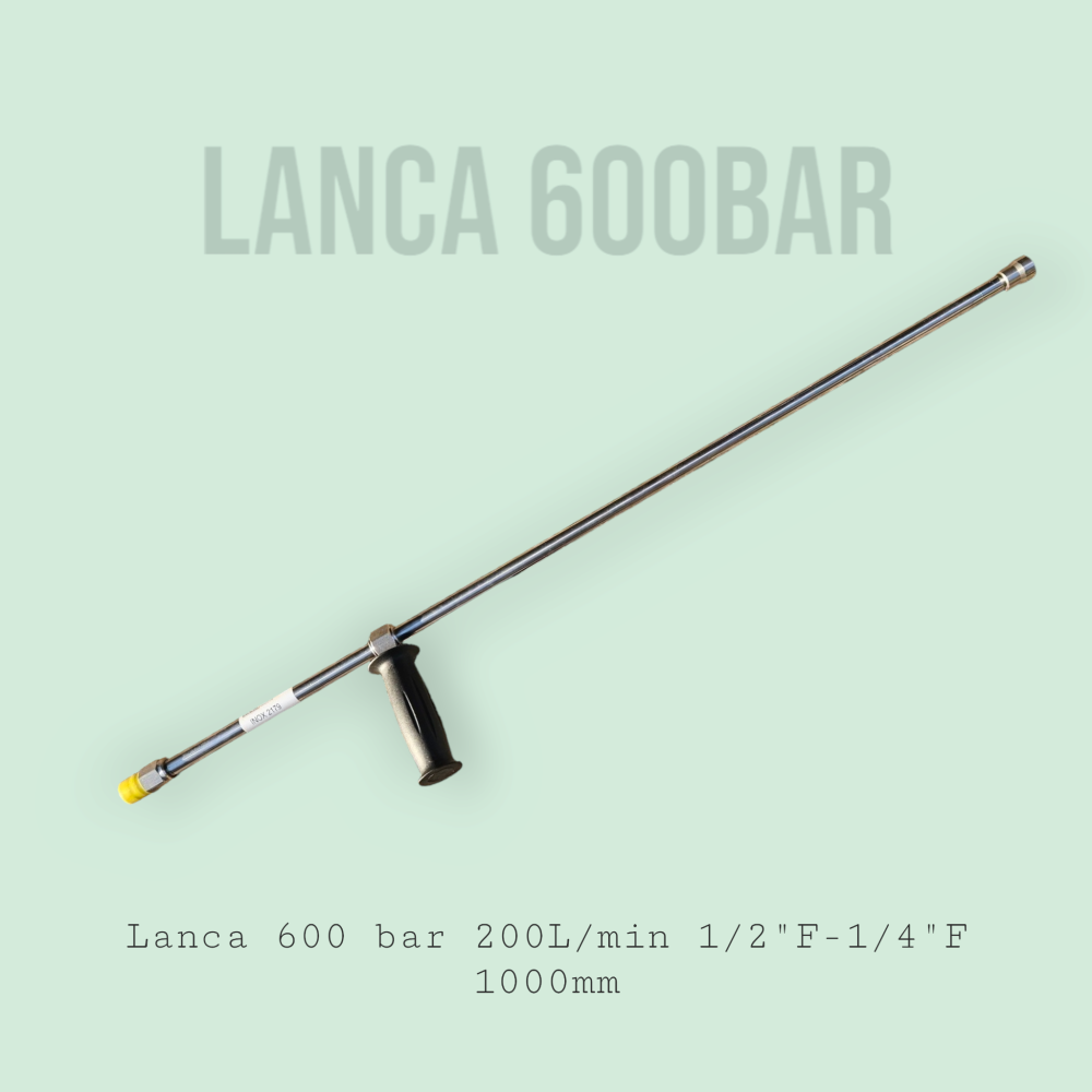 Lanca 600bar 200l/min 1/2M-1/4F 1000mm Inox