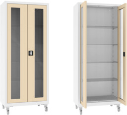 XSML.112.9010.1015 mobilna szafa lekarska 2-skrzydłowa 1-komorowa biało-beżowa na kołach