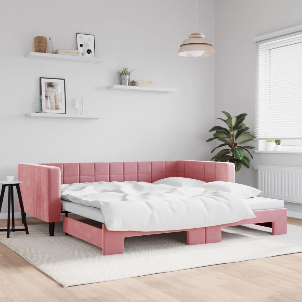 Sofa rozsuwana, różowa, 100x200 cm, aksamit Lumarko!