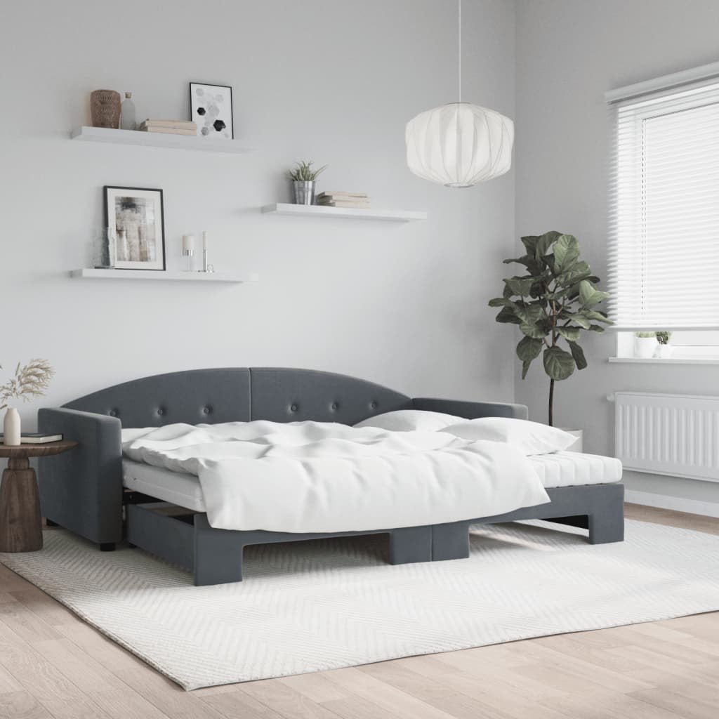Sofa rozsuwana z materacami, ciemnoszara, 90x200 cm, aksamit Lumarko!