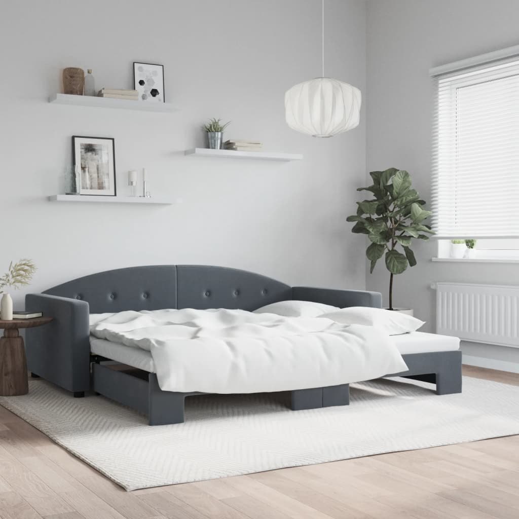 Sofa rozsuwana, ciemnoszara, 100x200 cm, aksamit Lumarko!