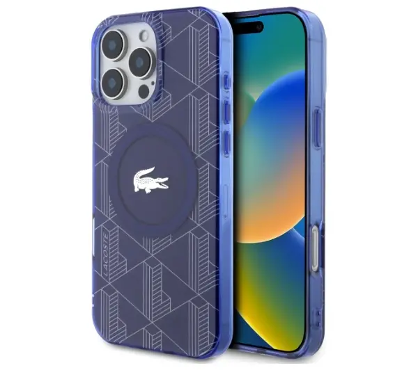 Lacoste IML Blend Monogram MagSafe do iPhone 16 Pro Max Granatowy
