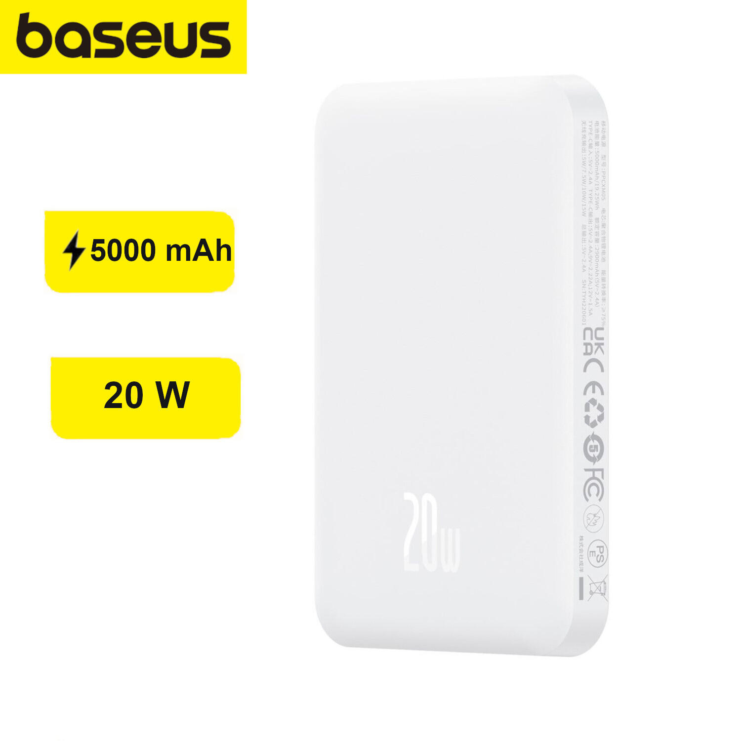 Baseus Magnetyczny mini powerbank 5000mAh 20W biały