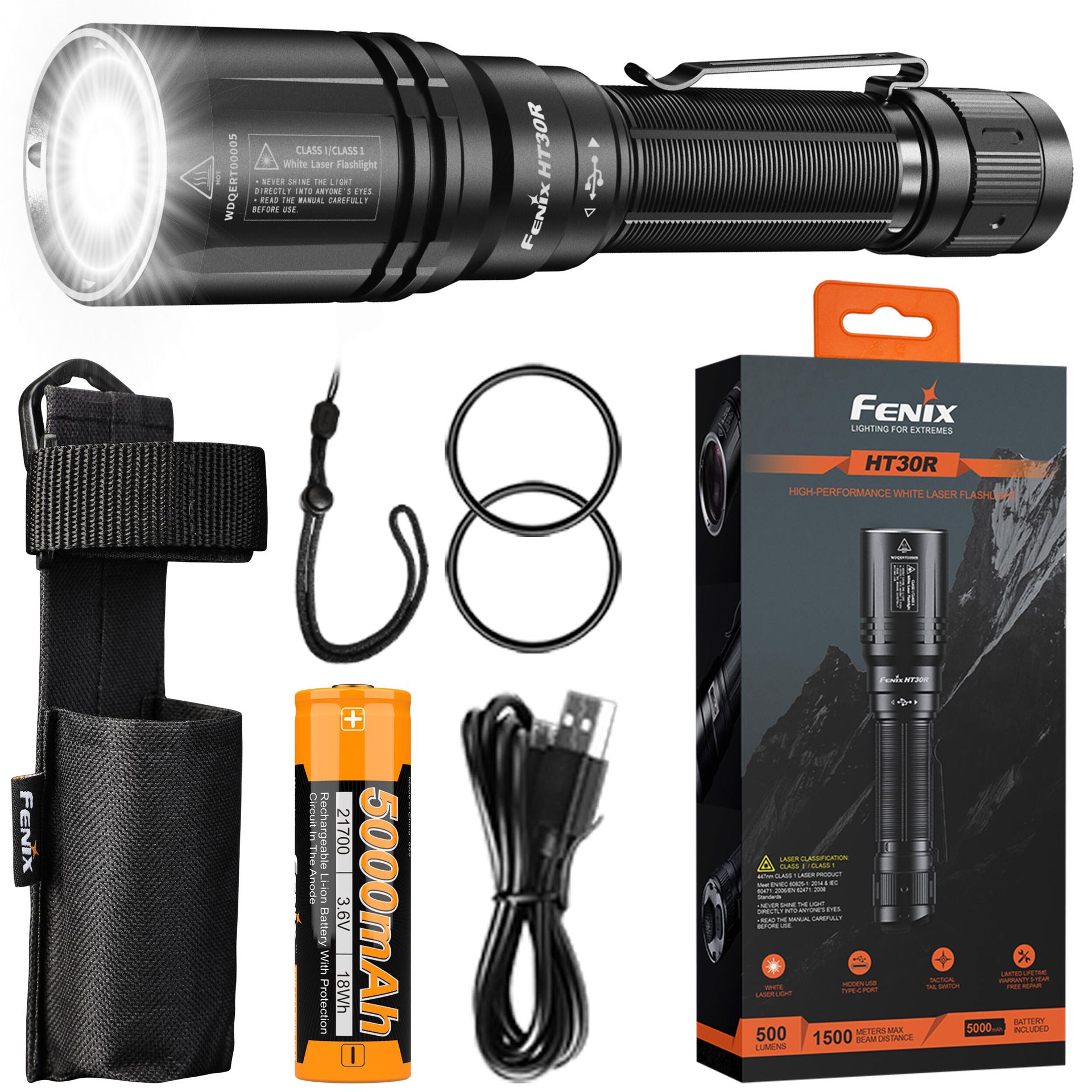 Fenix - Latarka laserowa HT30R - 500 lm - Czarna - HT30R