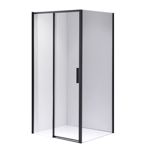 Czarna prostokątna kabina prysznicowa Super Slim Nova 100x80 drzwi rozsuwane