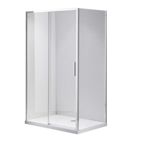 Chromowana prostokątna kabina prysznicowa Super Slim Nova 90x80 drzwi rozsuwane