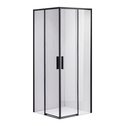 Czarna kabina prysznicowa kwadratowa Super Slim Nova 80x80 drzwi rozsuwane