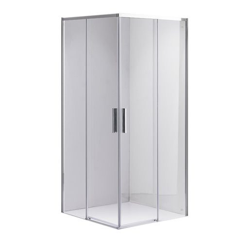 Chromowana kabina prysznicowa kwadratowa Super Slim Nova 90x90 drzwi rozsuwane