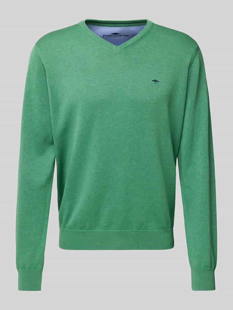 Sweter z dzianiny z wyhaftowanym logo