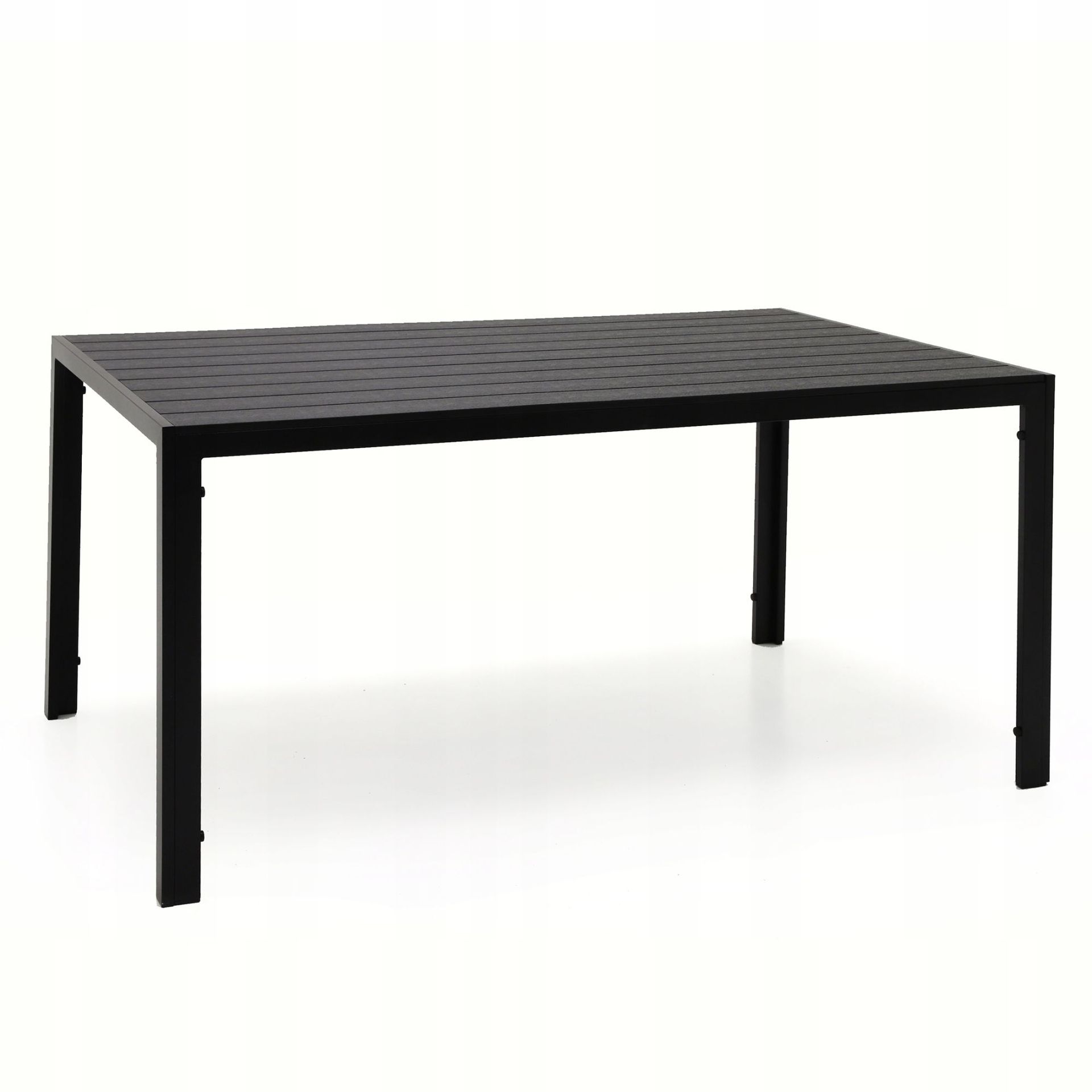 Duży stół ogrodowy, aluminiowy, blat polywood, 150x90x74 cm, czarny