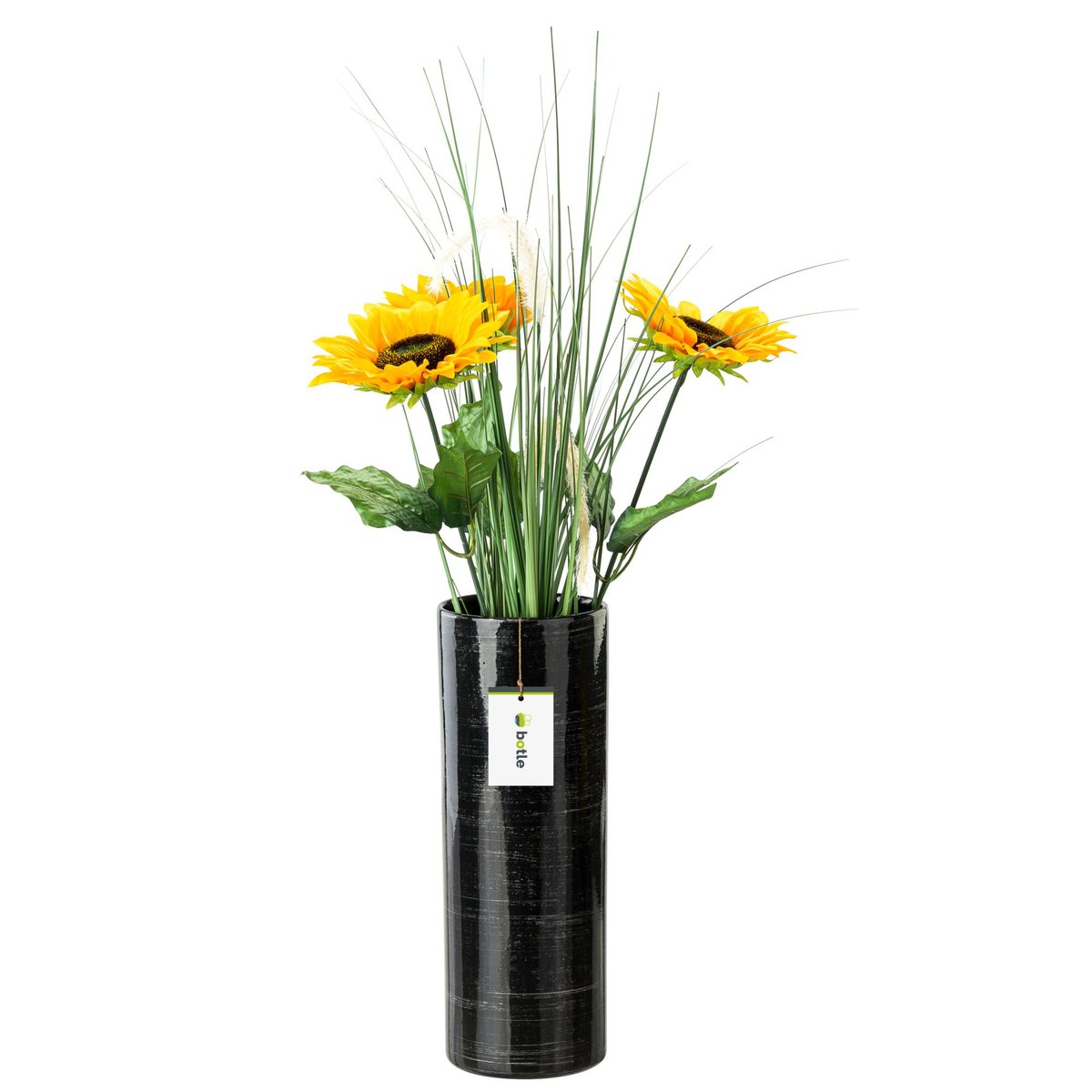 Wazon Ceramiczny Tuba Czarny srebrny