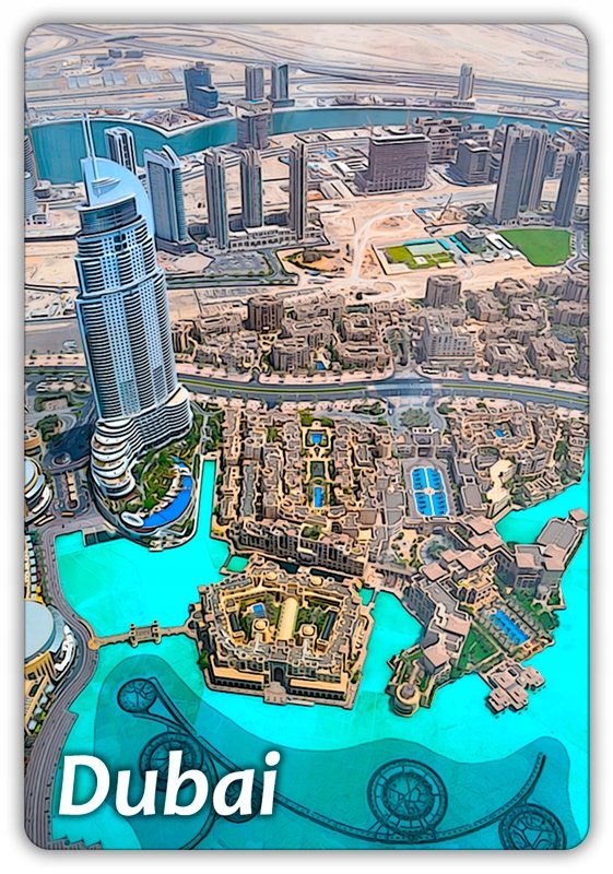 DUBAJ - Emiraty - Wieżowce - Burj Khalifa - Widok - Magnes na lodówkę