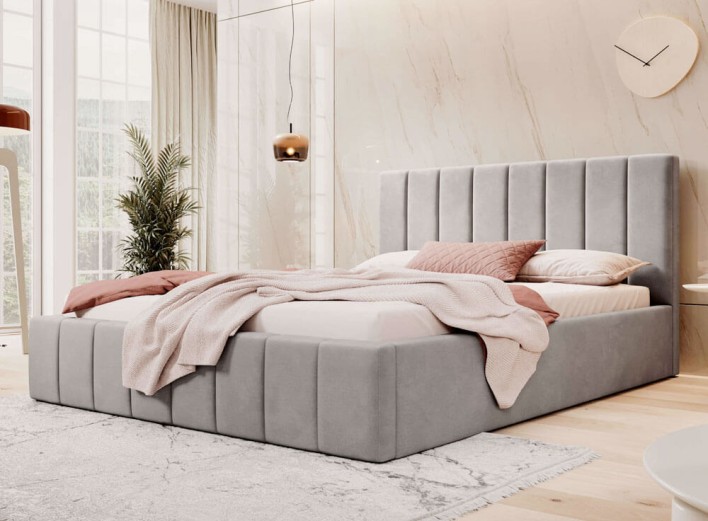 Łóżko tapicerowane SF1069 160x200 Welur Szary
