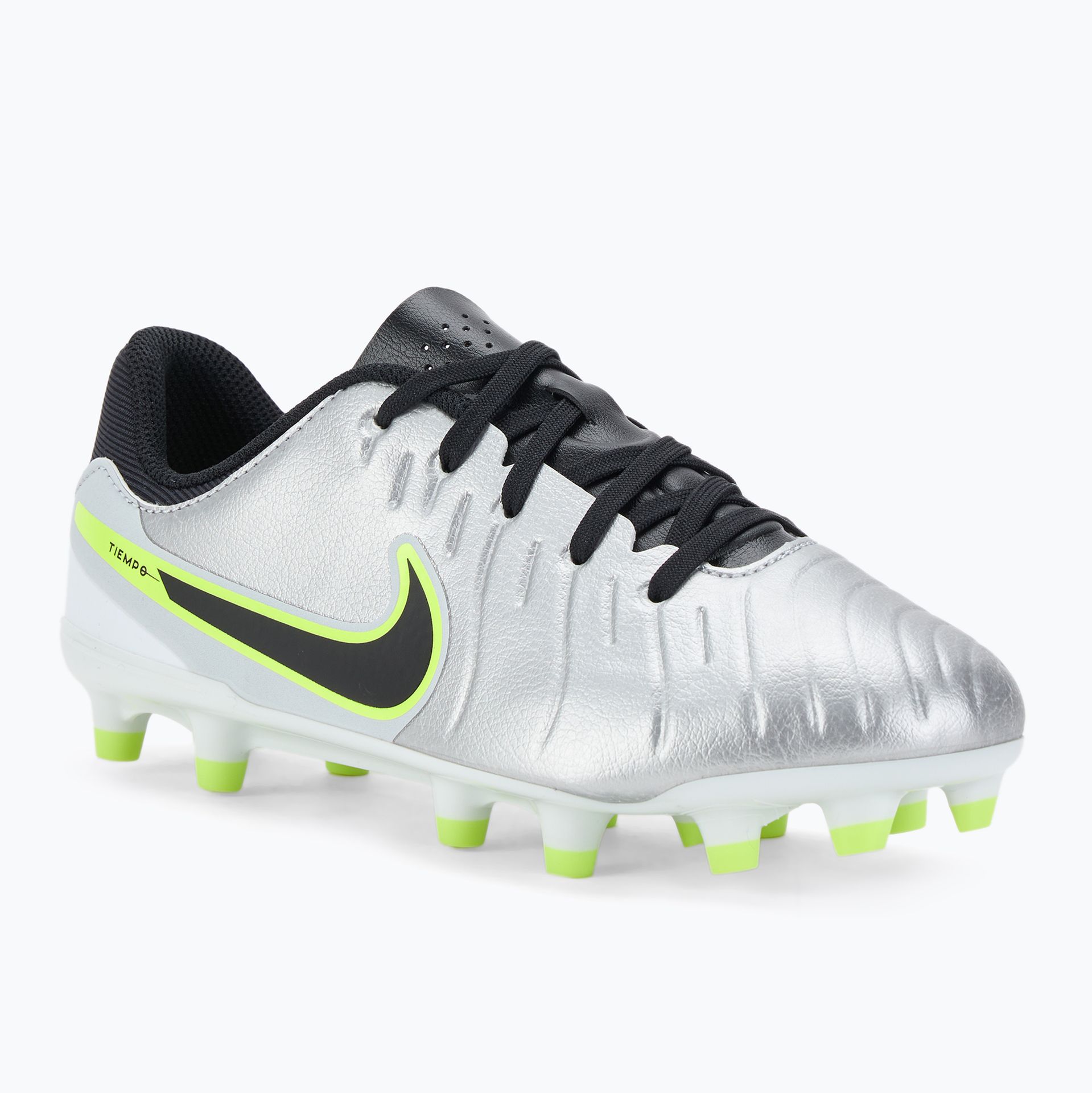 Buty piłkarskie dziecięce Nike Tiempo Legend 10 Academy FG/MG metallic silver/volt/black WYSYŁKA W 24H 30 DNI NA ZWROT