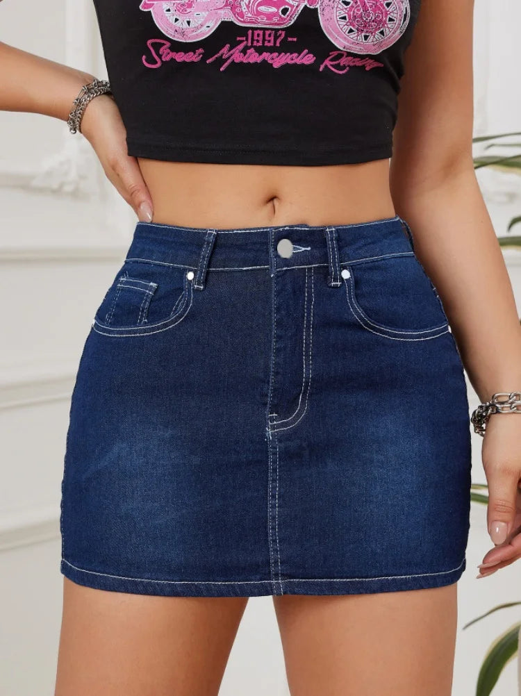 Spódnica mini jeansowa - Niebieski